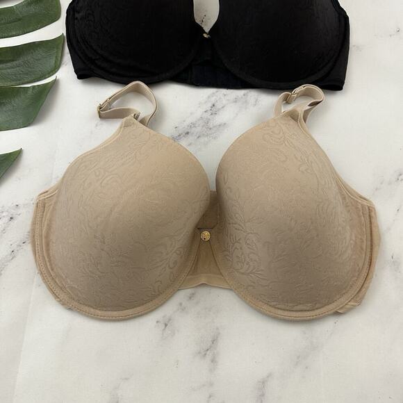 Natori Sheer Jacquard Underwire Bra Size 36 D Lot of 2 Nude Beige Black - Picture 3 of 11